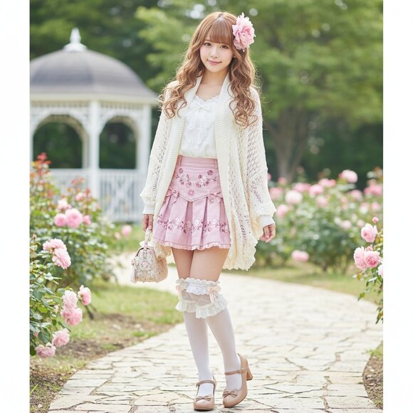 LIZ LISA Sweaters - LIZ LISA Hime Gyaru ivory open knit batwing cardigan